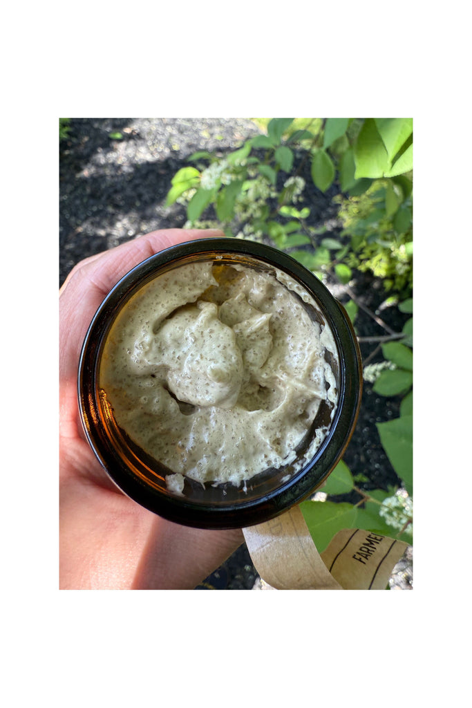 Dark Olive Green Blueberry & Mint Foaming Sugar Scrub