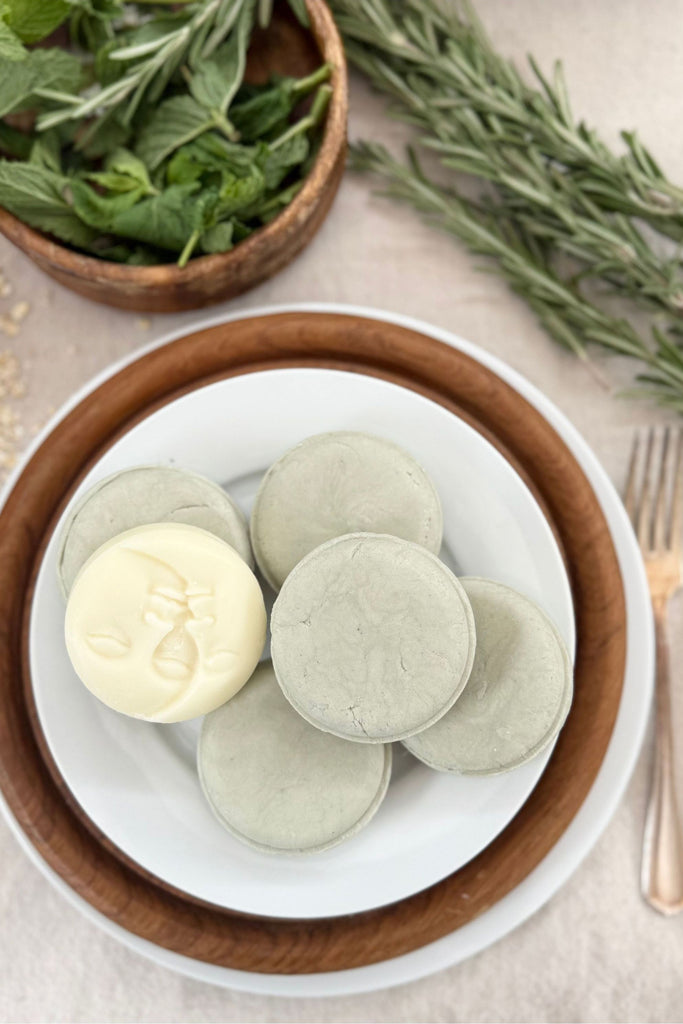 Light Gray Garden Mint Shampoo Bar