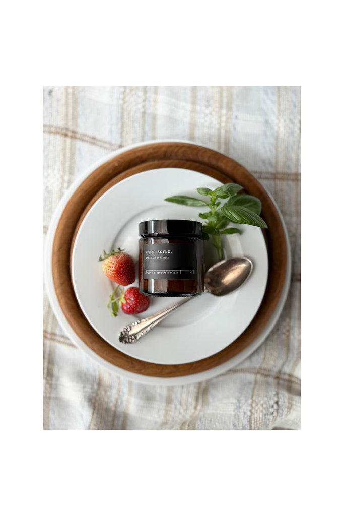 Light Gray Strawberry & Basil  Foaming Sugar Scrub